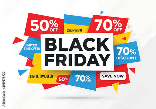 Fotografie Colorful Black Friday sale advertisement with discounts
