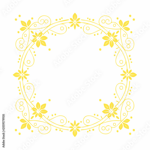 Yellow Floral Decorative Circle Frame