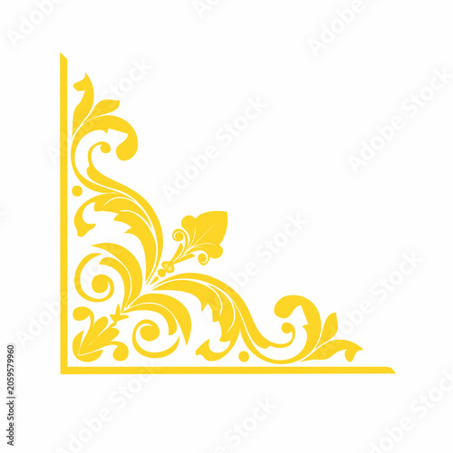 Yellow ornate corner flourish