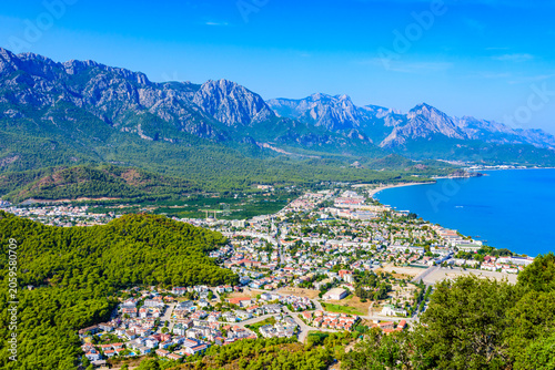 Aerial view of the Kemer town. Antalya province, Turkey