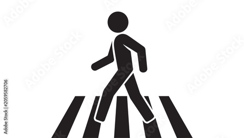 Pedestrian crosswalk safety pictogram icon for urban street traffic regulation warning