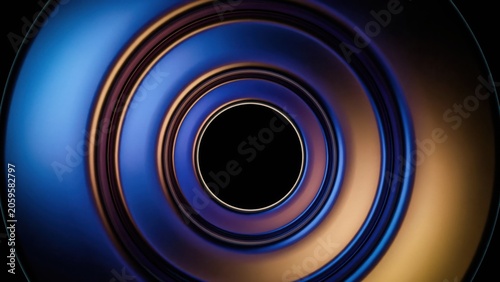 Vibrant concentric circles in blue and gold gradient tunnel effect
