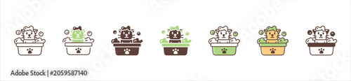 Fotografie Bathing Pet Icon Representing Cleaning Routine and Personal Hygiene Care for Ani