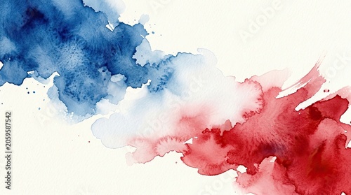 Independence day of india watercolor art with blue and red smoke on white background