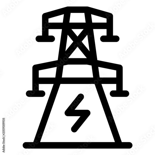 High Voltage Power Tower Line Icon