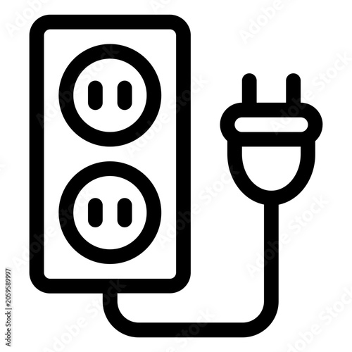Electric Plug And Outlet Line Icon