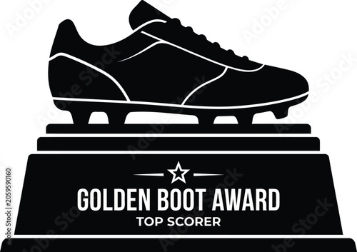Award trophy featuring soccer boot for top scorer recognition