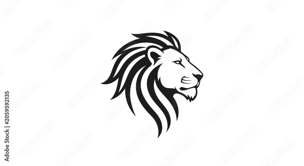 Fototapeta premium Black and white lion head profile.