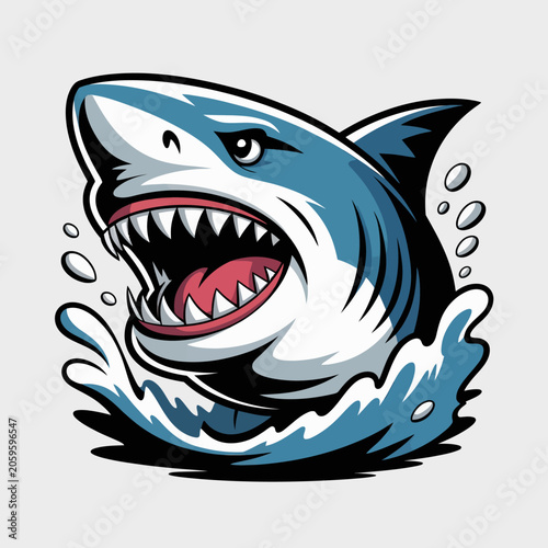Foto Illustration of a fierce shark with open mouth.