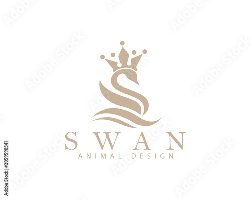swan logo creative design concept animal wing crown