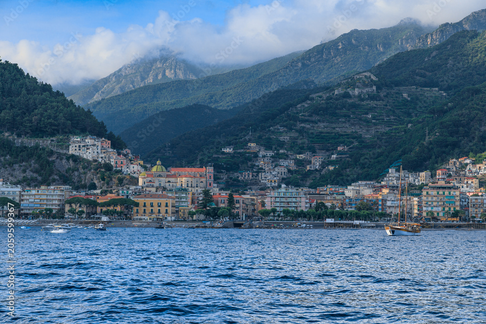Fototapeta premium Amalfi Coast, southern Italy: townscape of Maiori from sea.