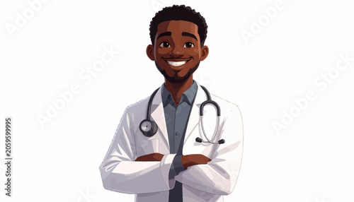 Smiling young African American male doctor.