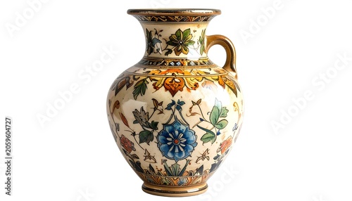 Decorative ceramic vase with intricate floral and leaf patterns