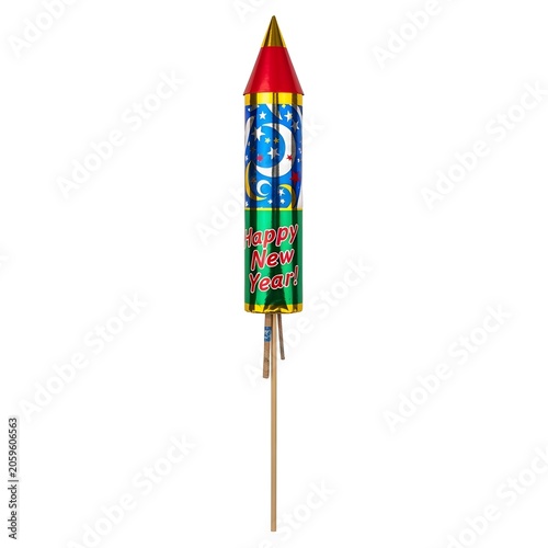 Colorful happy new year firework rocket