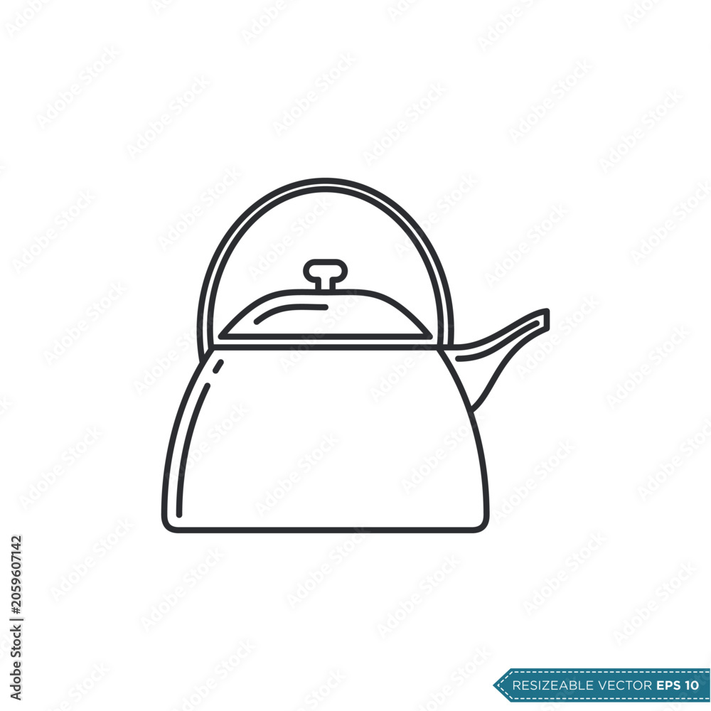 Fototapeta premium Kettle Kitchen Utensil Icon Vector Template Illustration Design