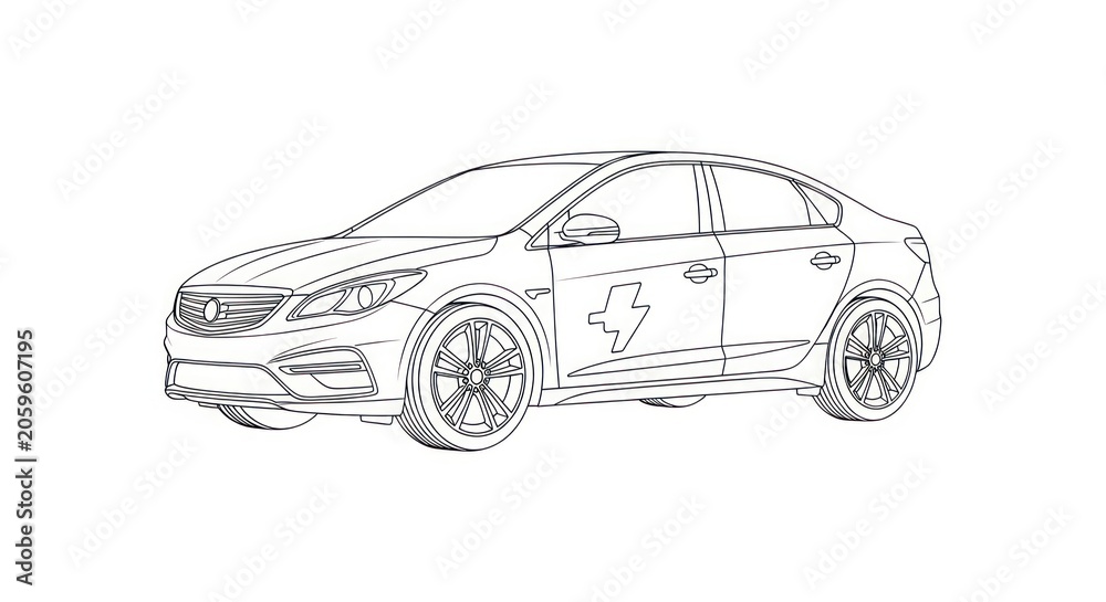 Fototapeta premium Car with a horse logo side view.