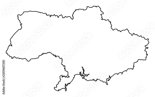 Εκτύπωση καμβά Ukraine Map Outline and Silhouette with Geographic Borders