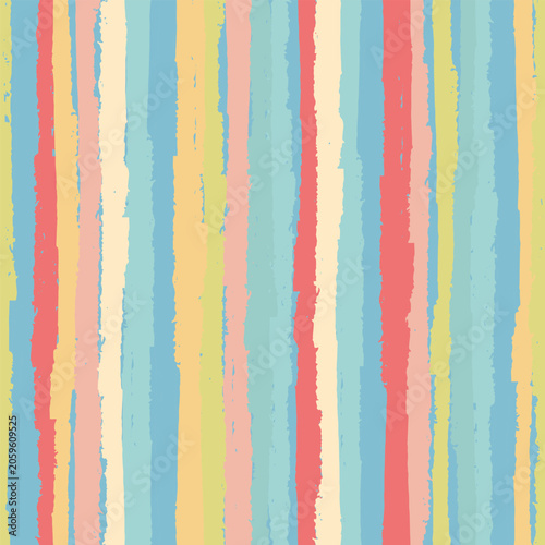 Seamless repeating pattern with hand drawn multicolored uneven stripes with ragged edges for surface design and other design projects