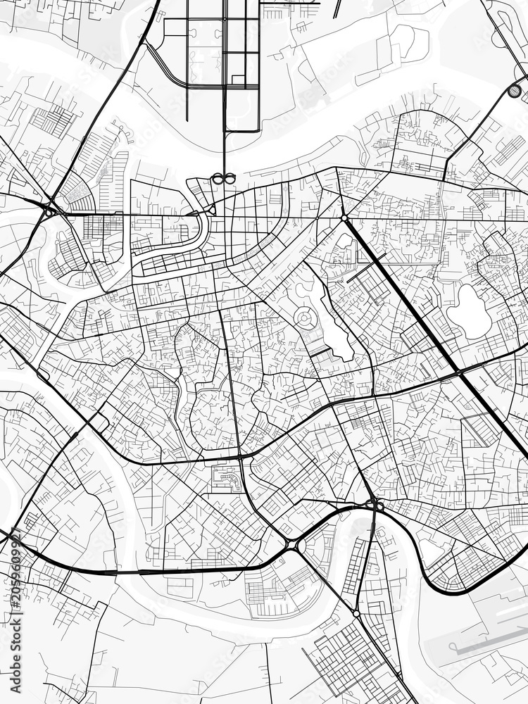 Obraz premium Haiphong City Map. Minimalist black and white line art poster for printing, wallpaper, wall art, and map resources for home and office decor