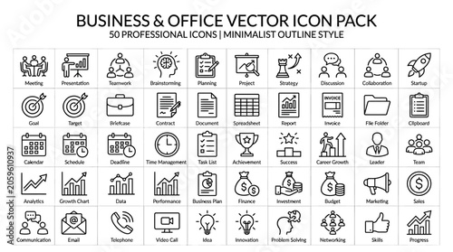 Business office vector icons pack.