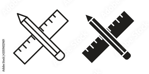 Schilderij op canvas Pencil and ruler icon for your website and app ui designs