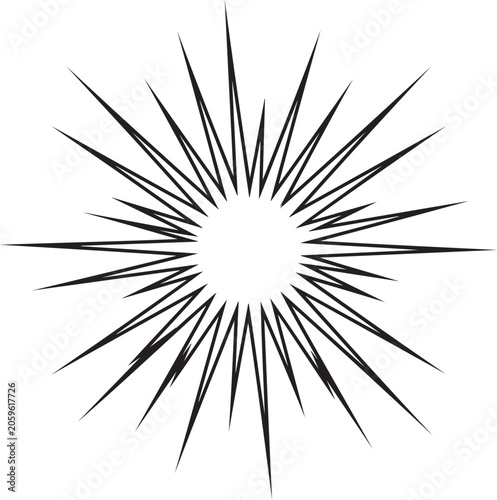 Black starburst action comic explosion lines