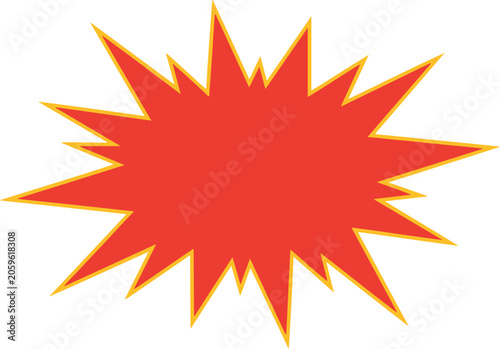 Horizontal red explosion burst with yellow border