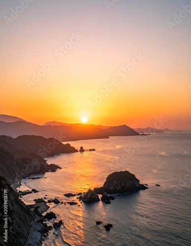 Serene sunset over calm ocean waters.
