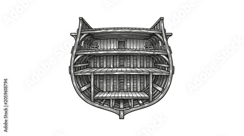 Vintage Wooden Barrel Cask Vector Illustration.