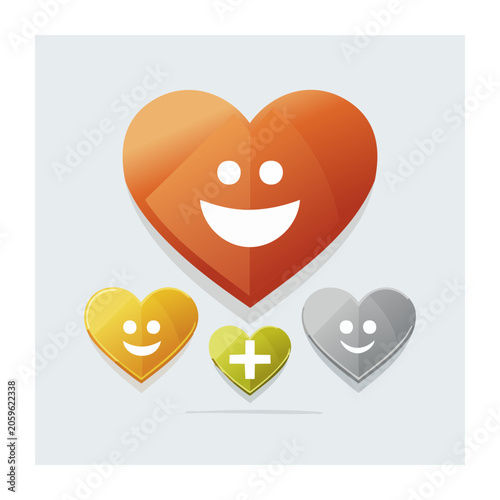 Colorful Smiling Heart Illustration with Smaller Hearts
