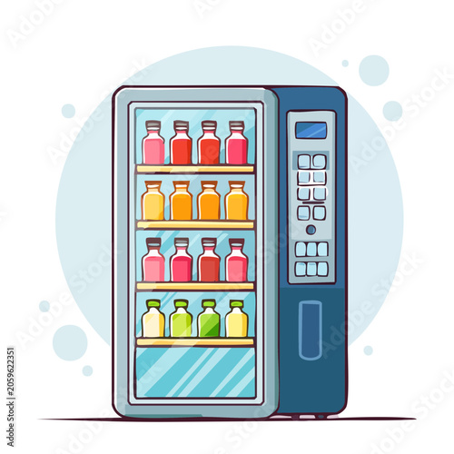 Colorful vending machine with drinks illustration