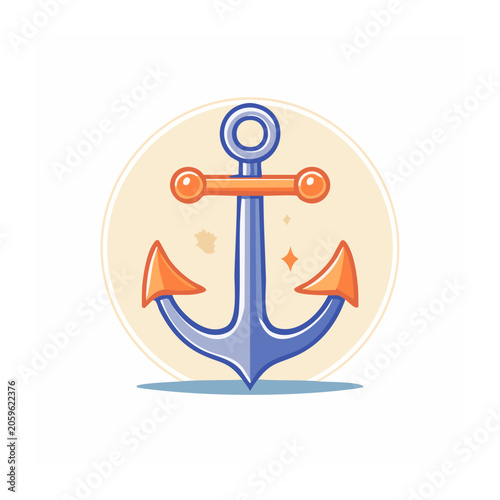 Flat design anchor icon on beige background