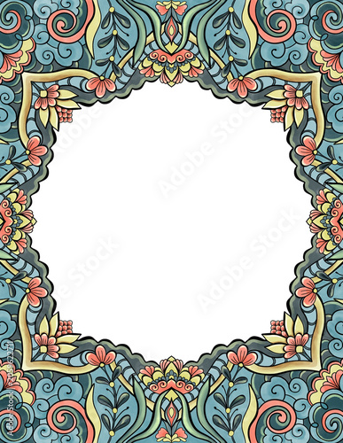 Pastel Floral Art Nouveau Border Frame with Empty Copy Space Background