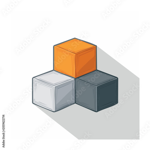 Isometric Stacked Cubes in Flat Design Style