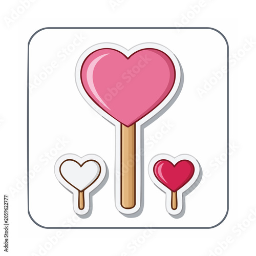 Pink Heart Lollipop with Small Hearts Illustration
