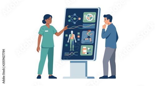 Medical consultant discussing health diagnostics with patient consultation diagnostics hospital analysis
