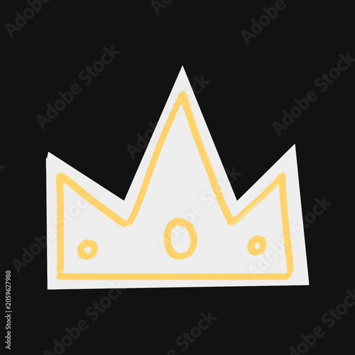 Yellow Hand-Drawn Crown Icon on Black Background
