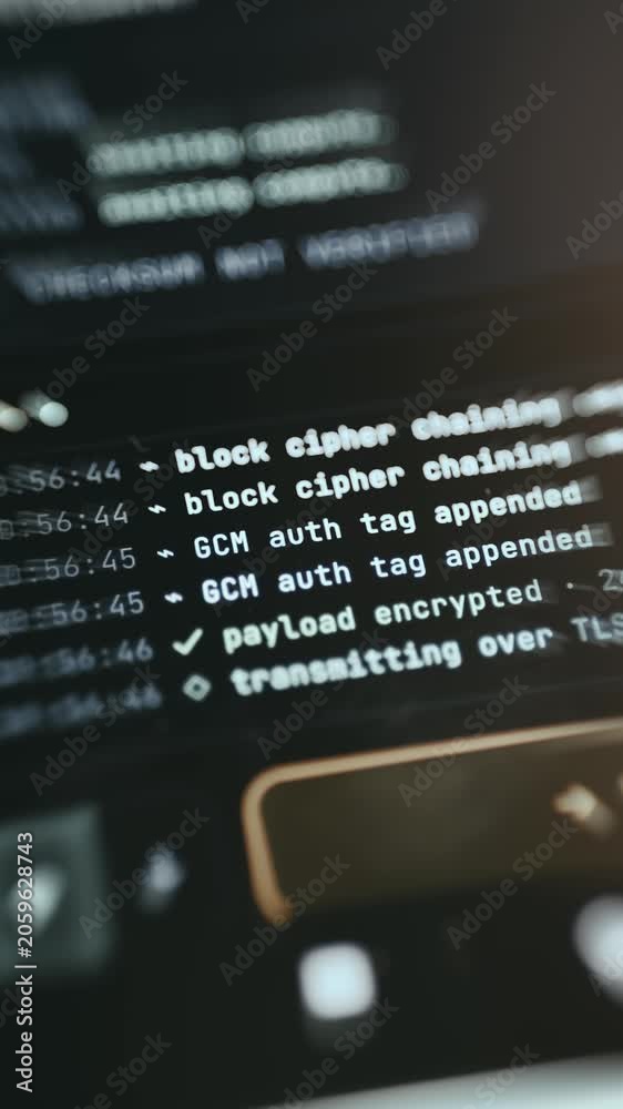 Log from a security tool initiating an encrypted file transfer Stock ...
