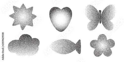 Organic Dotwork Shape Collection in Monochrome Style