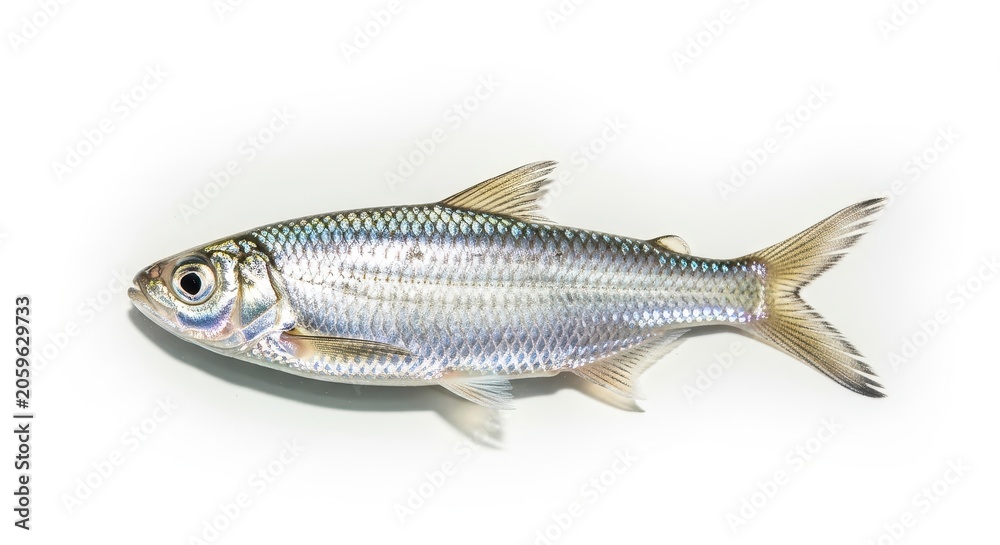 Obraz premium Small silver fish isolated on white background