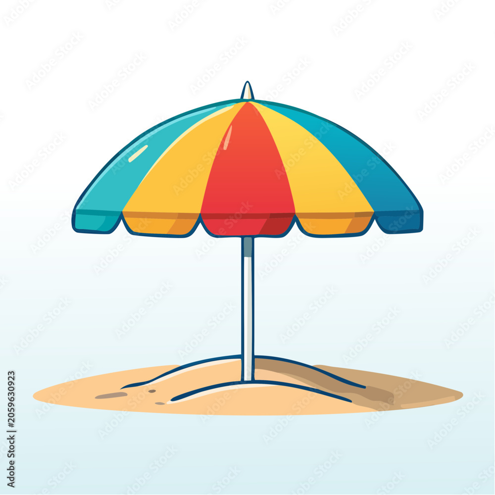 Fototapeta premium Colorful Beach Umbrella on Sand