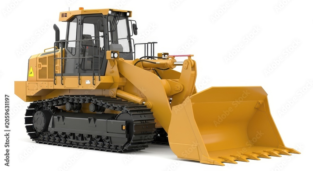 Fototapeta premium Yellow crawler loader isolated on white background