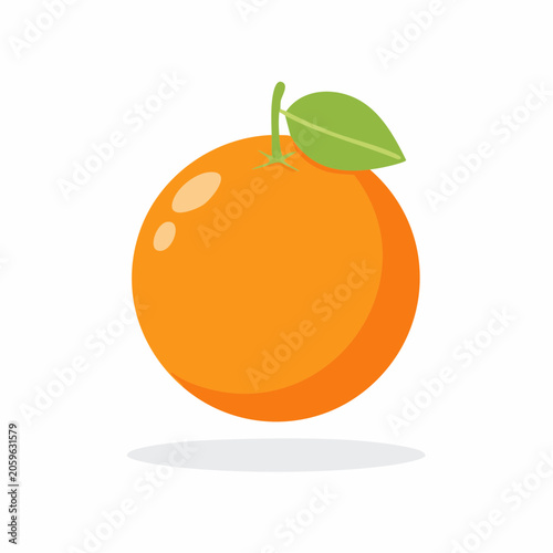 Stylized Orange Fruit with Leaf