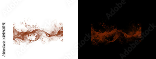 Schilderij op canvas Sinuous Orange Smoke Swirls Abstract on Dual Backgrounds