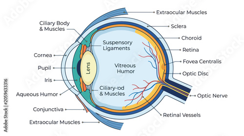 Schilderij op canvas Anatomy of the Human Eye Structure.