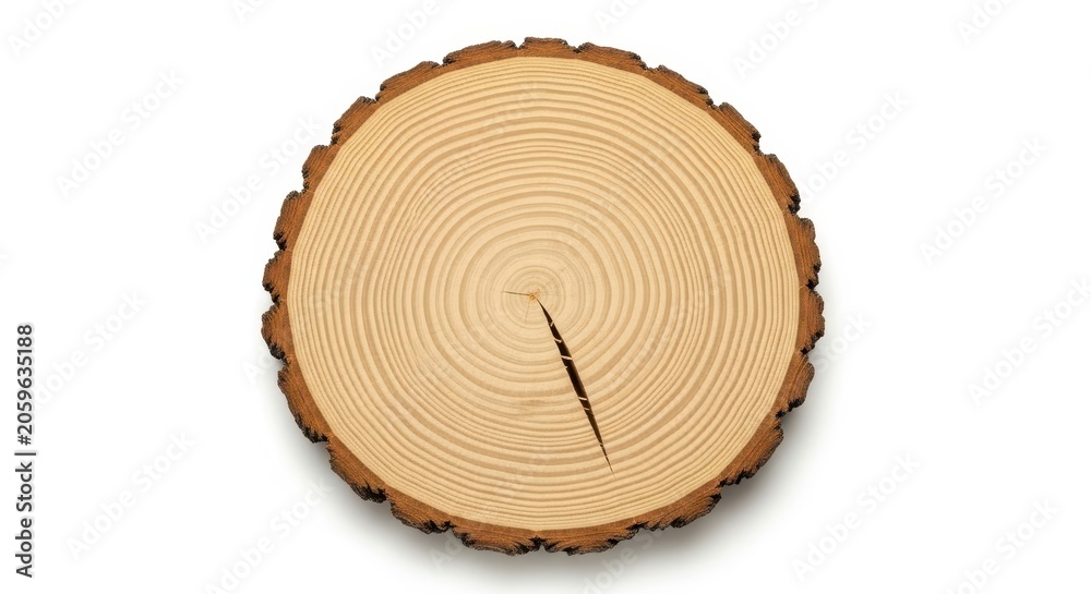 Fototapeta premium Tree stump cross section isolated on white background
