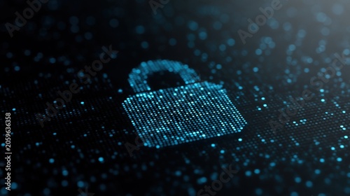 Digital padlock symbol representing cyber security and data protection