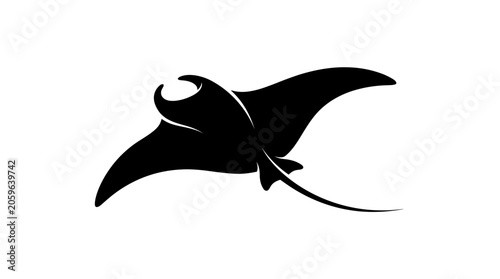 Photos Black silhouette of a large ray.