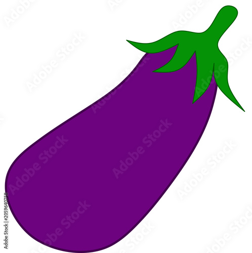 Purple Eggplant Vector Illustration, Fresh Aubergine Vegetable Icon Design