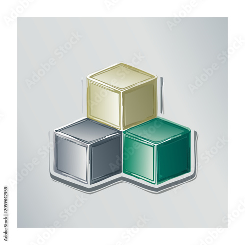 Stacked 3D Cubes in Minimalist Style